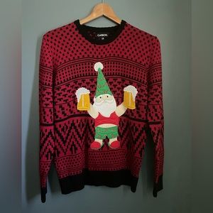 Ugly Christmas Sweater Beer Drinking Gnome